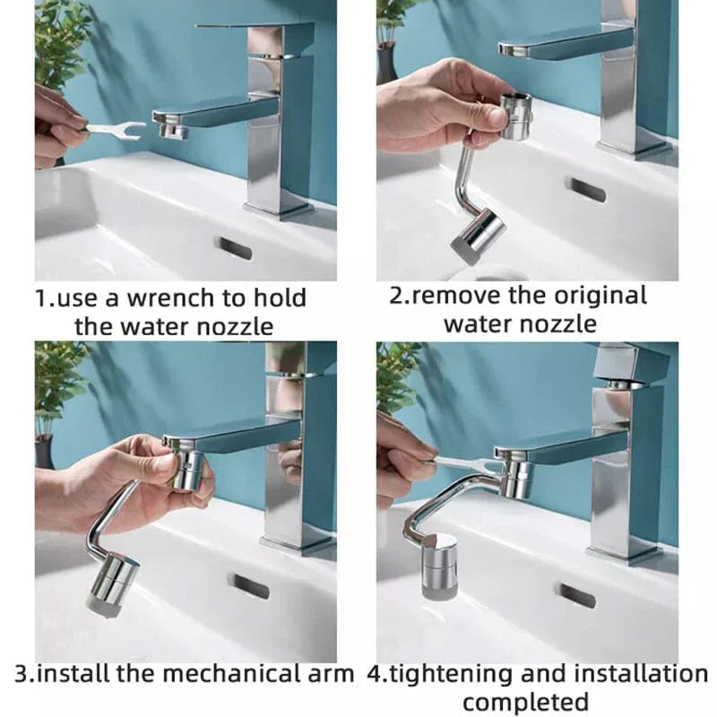 QIAWI™ 1080° Rotating Robotic Arm Universal Faucet Filter