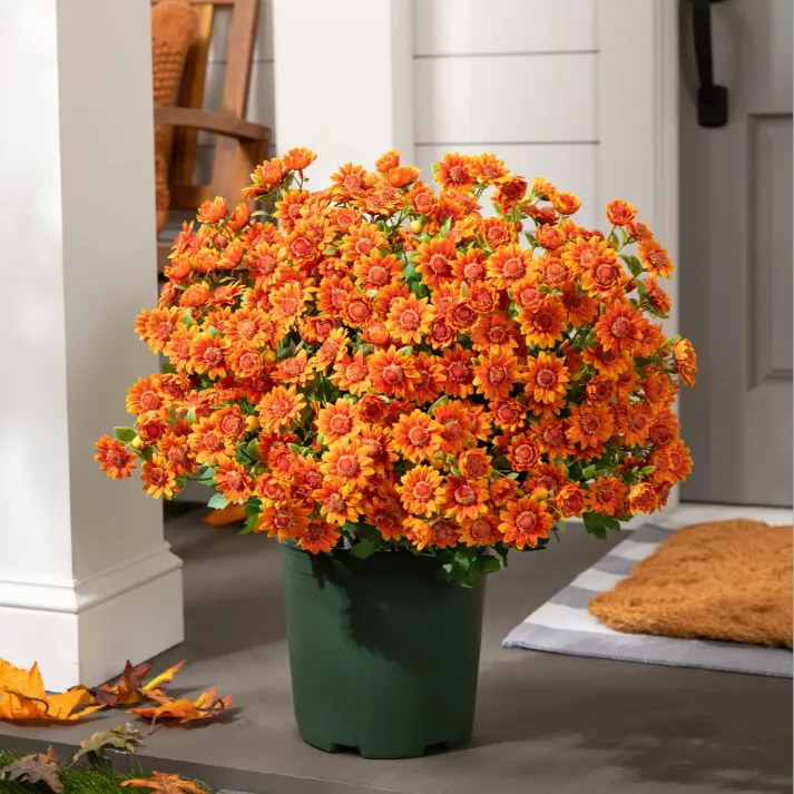 đ„Last Day Each- Artificial Outdoor Sunset Mums Flowers - Waterproof, Windproof