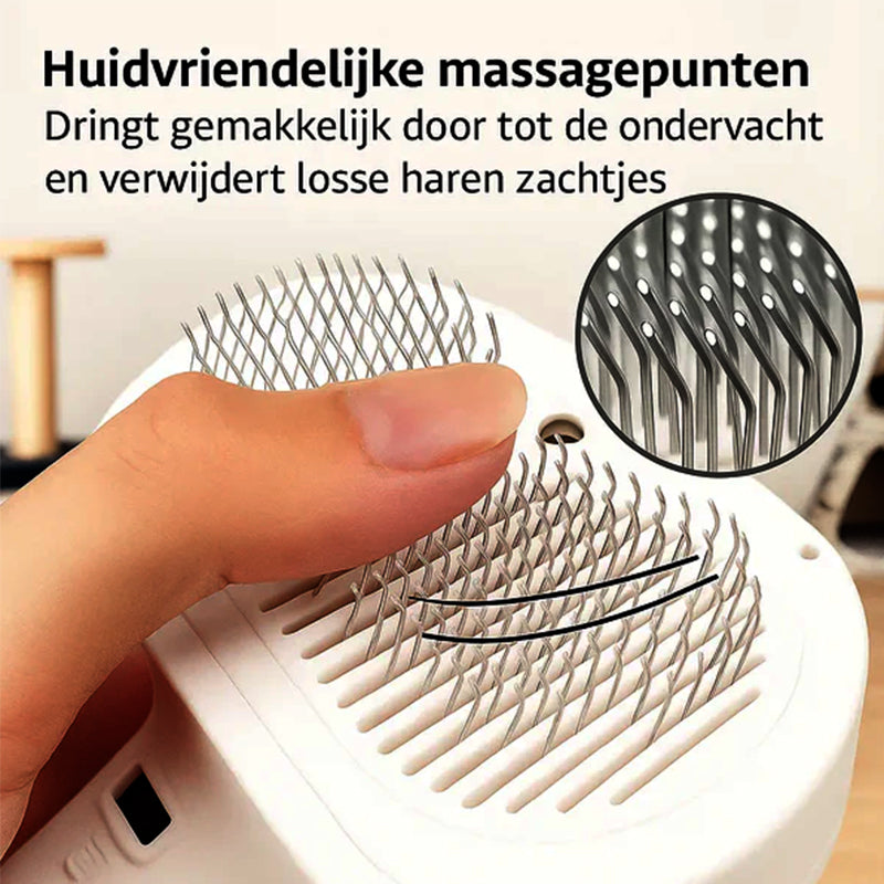 Pawzioo™ 3-in-1 Pet Steam Brush for Dogs, Cats & Rabbits - Rechargeable Deshedding Comb with Stainless Steel Bristles