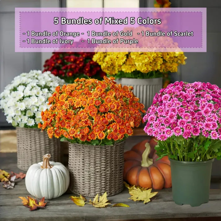 đ„Last Day Each- Artificial Outdoor Sunset Mums Flowers - Waterproof, Windproof