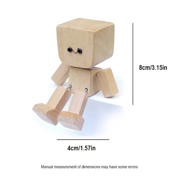 đHandmade Charming Shaking Wooden Man Figurine with 12PCS Magnetic Expressions