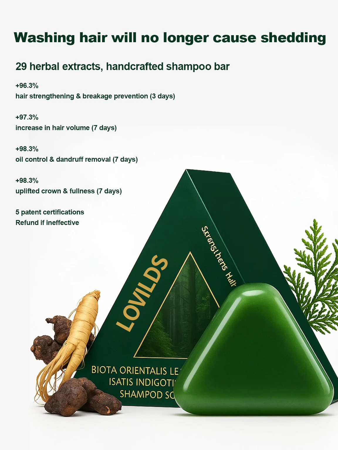 LOVILDS™Green Soap Shampoo for Thicker, Fuller Hair – Hair Growth Formula