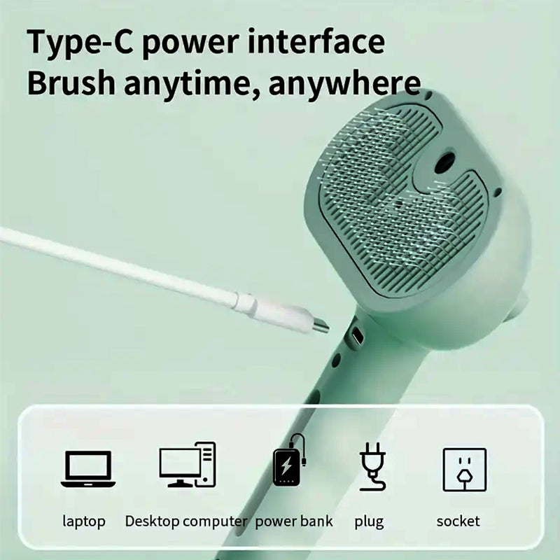 Pawzioo™ 3-in-1 Pet Steam Brush for Dogs, Cats & Rabbits - Rechargeable Deshedding Comb with Stainless Steel Bristles