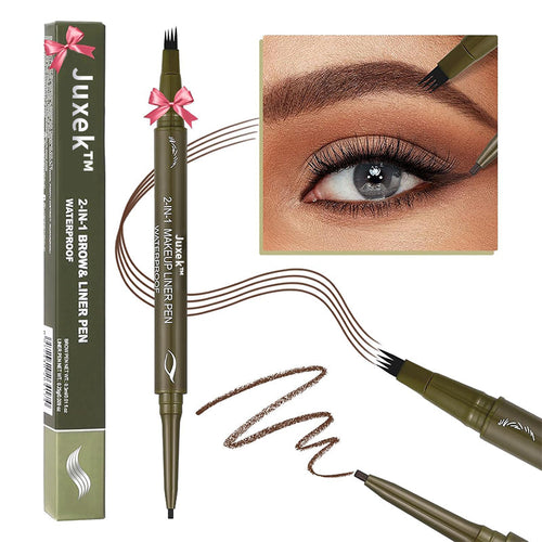 Juxek™ 2-in-1 Eyebrow Pencil, Dual-Ended Pencil with 4-Fork-Tip & Precise Brush-Tip
