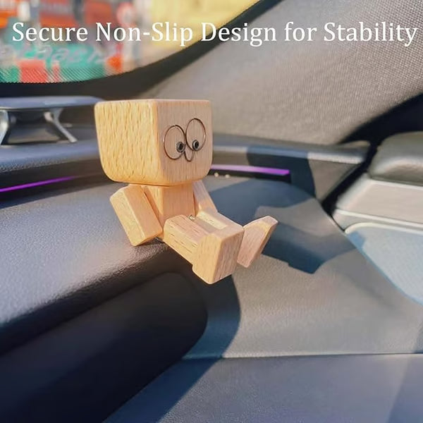 đHandmade Charming Shaking Wooden Man Figurine with 12PCS Magnetic Expressions