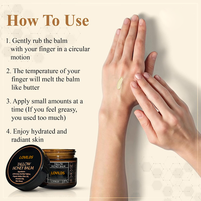 đLOVILDSâą Orange Flavoured Organic Tallow Moisturising Honey Balm