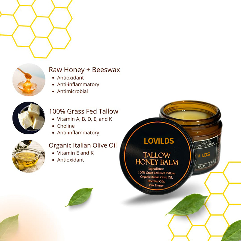 đLOVILDSâą Orange Flavoured Organic Tallow Moisturising Honey Balm