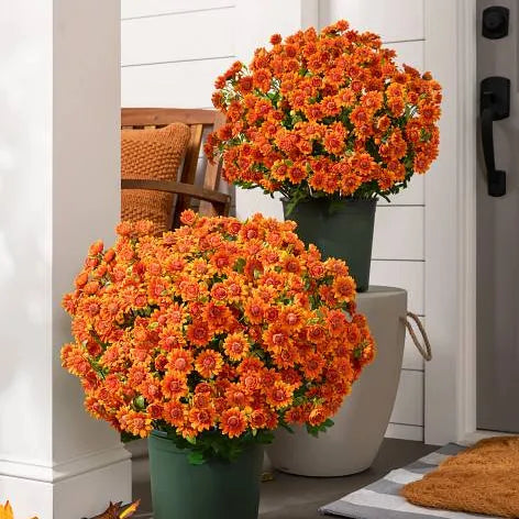đ„Last Day Each- Artificial Outdoor Sunset Mums Flowers - Waterproof, Windproof