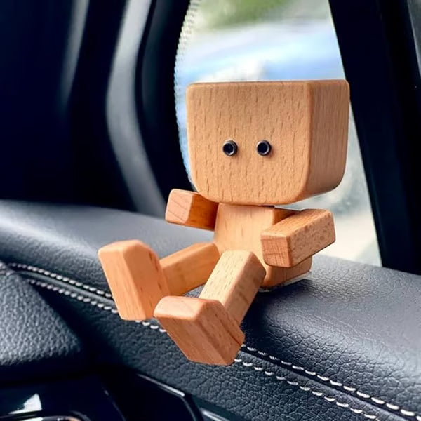 đHandmade Charming Shaking Wooden Man Figurine with 12PCS Magnetic Expressions
