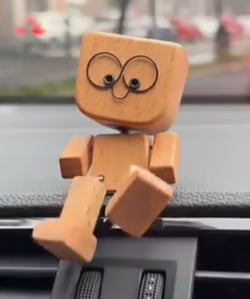 đHandmade Charming Shaking Wooden Man Figurine with 12PCS Magnetic Expressions
