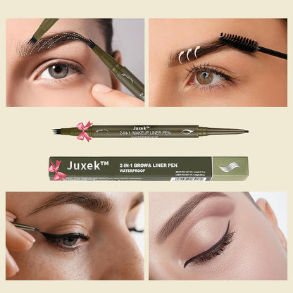 Juxek™ 2-in-1 Eyebrow Pencil, Dual-Ended Pencil with 4-Fork-Tip & Precise Brush-Tip